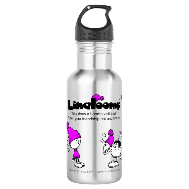 Cartoon Barrel studios' Linaloomp water bottle. Stainless Steel Water Bottle (Front)