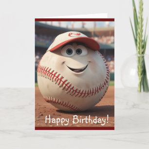 Cartoon Baseball Birthday Card