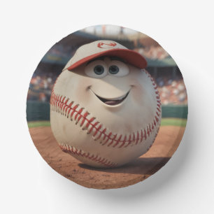 Cartoon Baseball Birthday Paper Bowls