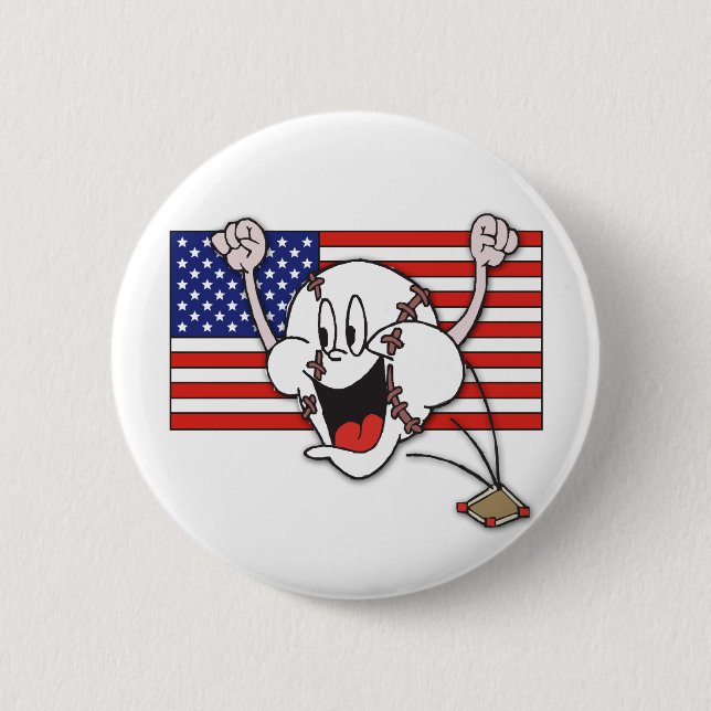 Cartoon Baseball Button (Front)
