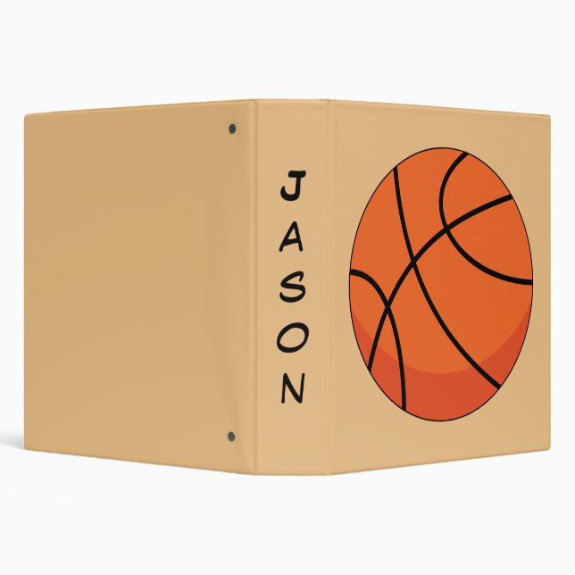 Cartoon Basketball Ball | Add Name 3 Ring Binder (Background)