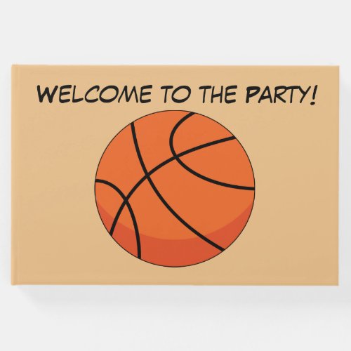 Cartoon Basketball Ball  Add Name Guest Book