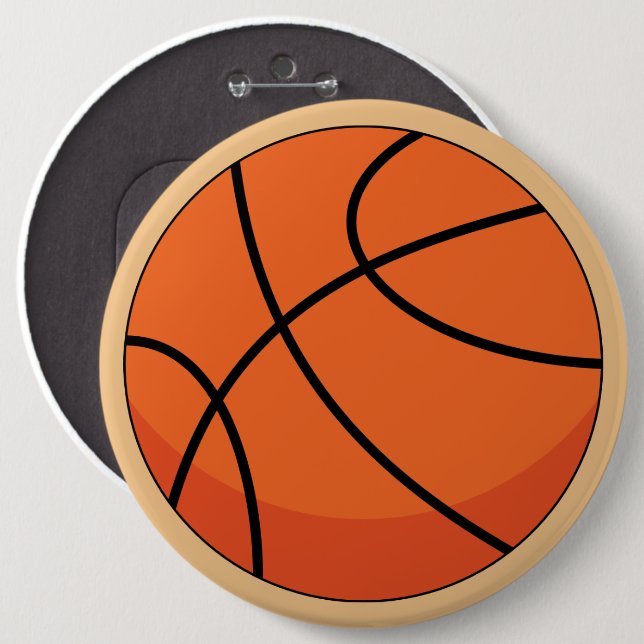 Cartoon Basketball Ball Button (Front & Back)