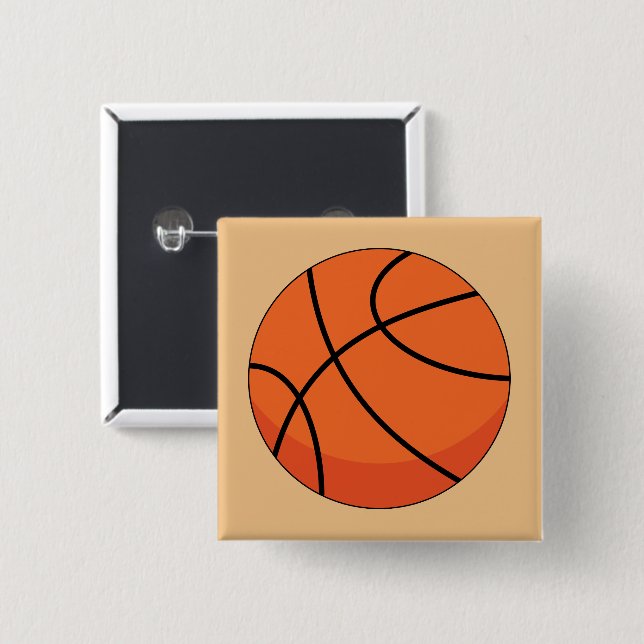 Cartoon Basketball Ball Button (Front & Back)