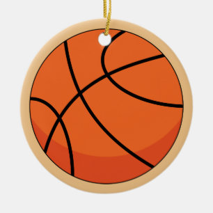 Cartoon Basketball Ball Ceramic Ornament