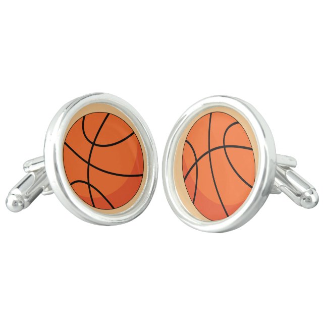 Cartoon Basketball Ball Cufflinks (Angled)