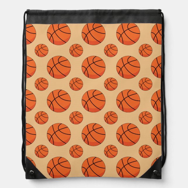 Cartoon Basketball Ball Drawstring Bag (Front)