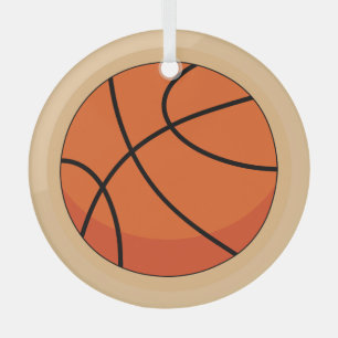 Cartoon Basketball Ball Glass Ornament