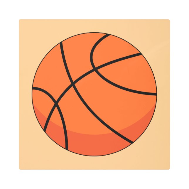 Cartoon Basketball Ball Metal Print (Front)
