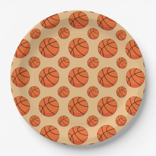 Cartoon Basketball Ball Paper Plates