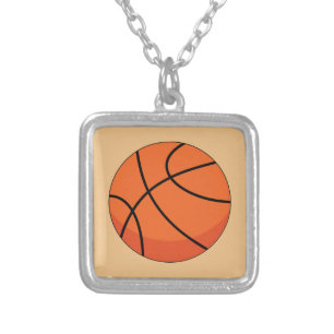 Cartoon Basketball Ball Silver Plated Necklace