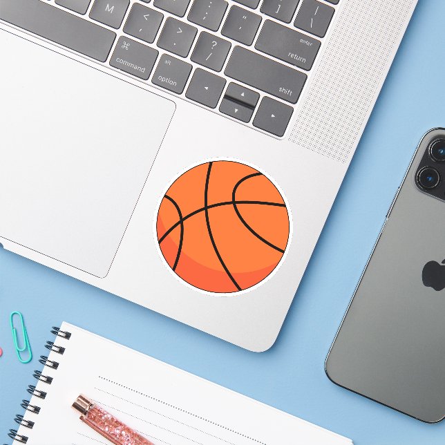 Cartoon Basketball Ball Sticker (Laptop w/ iPhone)