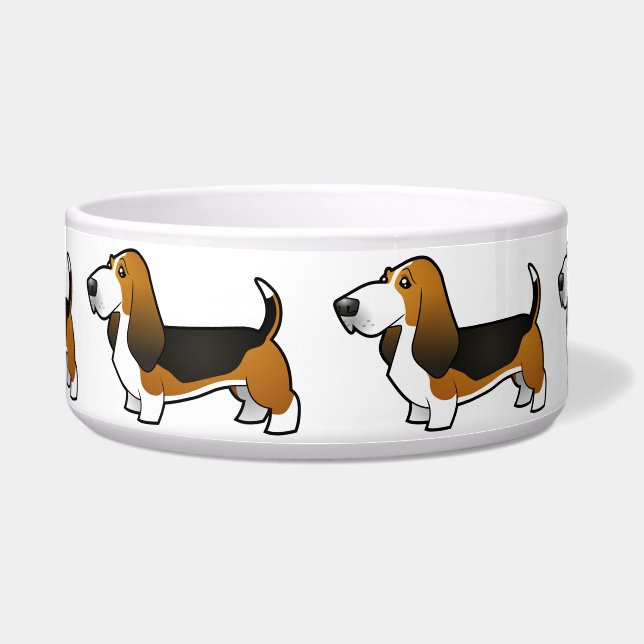 Cartoon Basset Hound Bowl (Front)