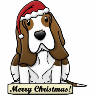 Cartoon Basset Hound Christmas Ornament