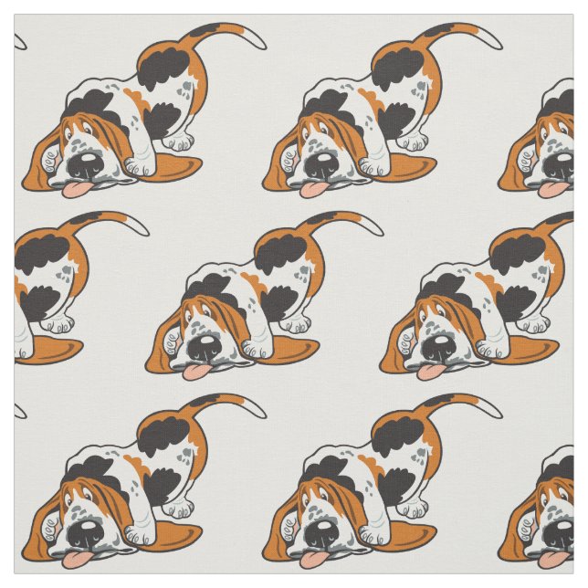 cartoon Basset Hound Fabric (Swatch)