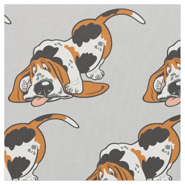 cartoon Basset Hound Fabric (Close Up)