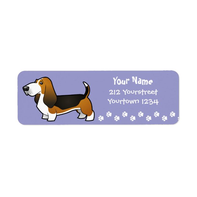 Cartoon Basset Hound Label (Front)