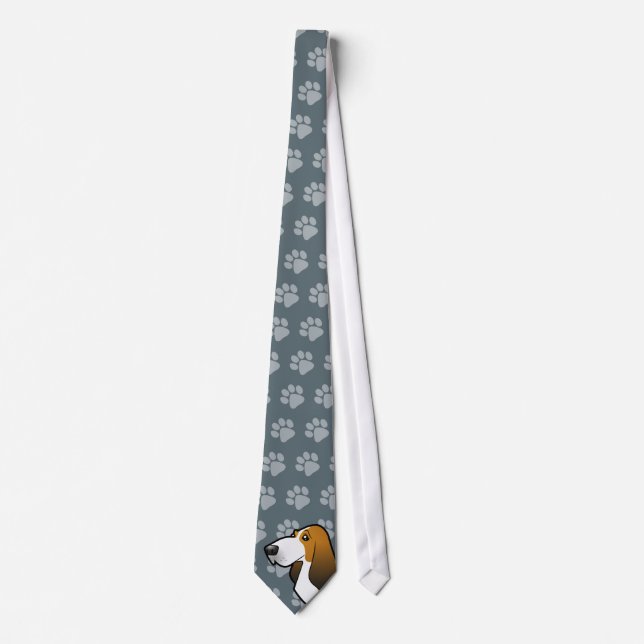 Cartoon Basset Hound Neck Tie (Front)