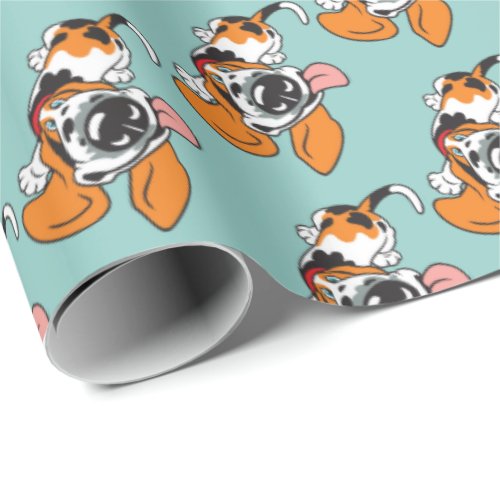 cartoon Basset Hound Wrapping Paper