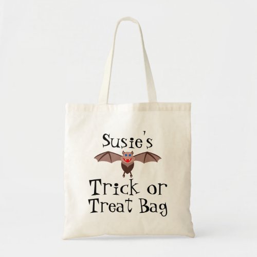 Cartoon Bat Name Trick or Treat Bag