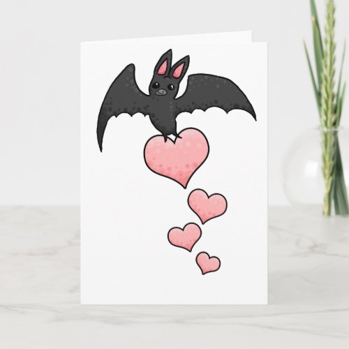 Cartoon Bat with hearts Card