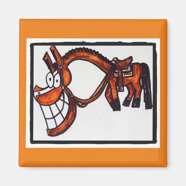 Cartoon bay western show quarter horse magnet (Front)