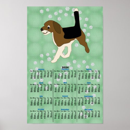 Cartoon Beagle 2024 Calendar Poster