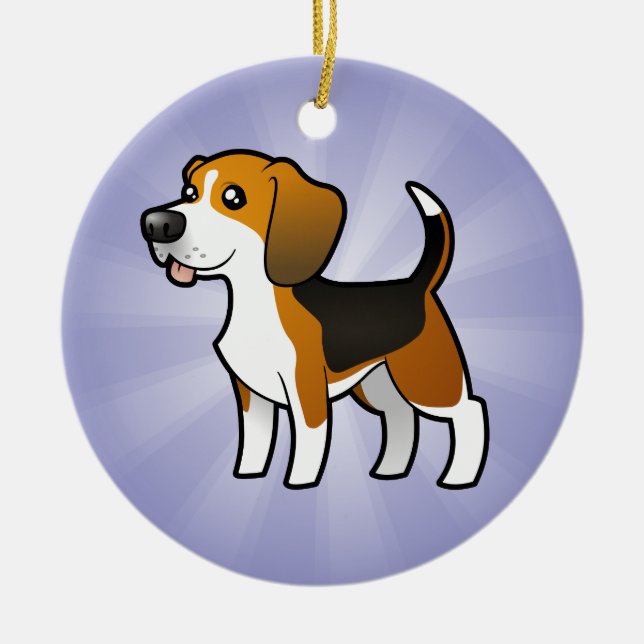 Cartoon Beagle Ceramic Ornament (Front)