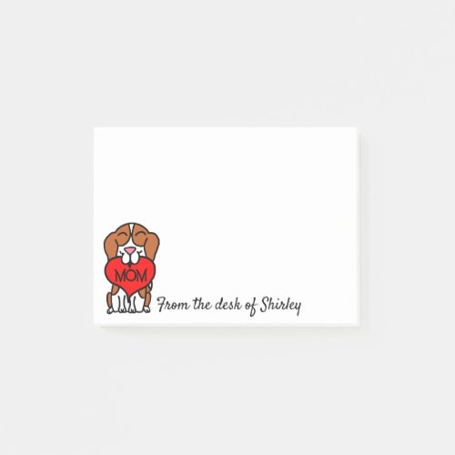 Cartoon Beagle Heart Mom Post_it Notes