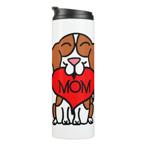 Cartoon Beagle Heart Mom Thermal Tumbler