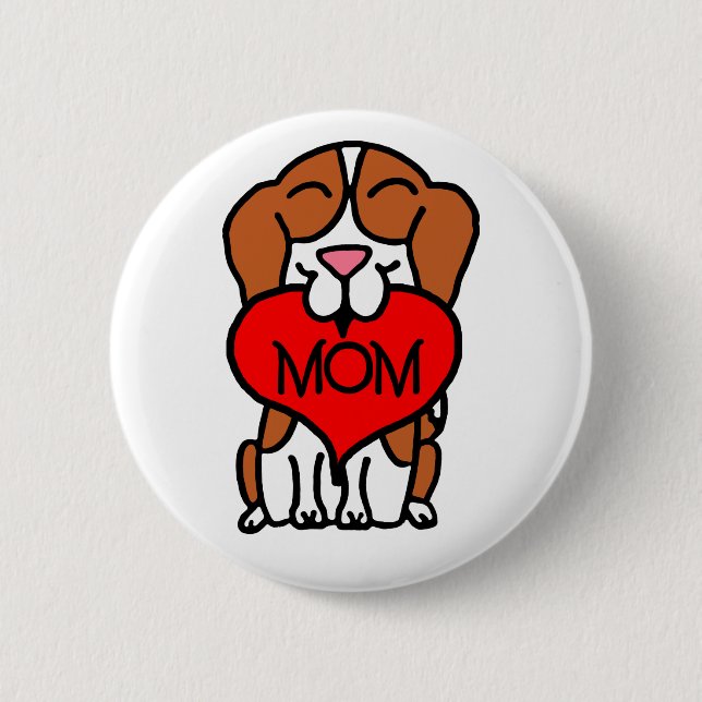 Cartoon Beagle Mom Button (Front)