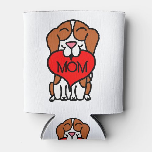 Cartoon Beagle Mom Heart Can Cooler