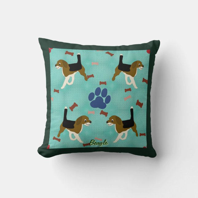 Cartoon Beagle Throw Pillow (Front)