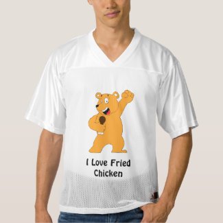Cartoon Bear Holding Fried Chicken Drumstick T-Shi Men's Football Jersey