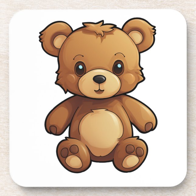 Cartoon bear illustration beverage coaster (Front)