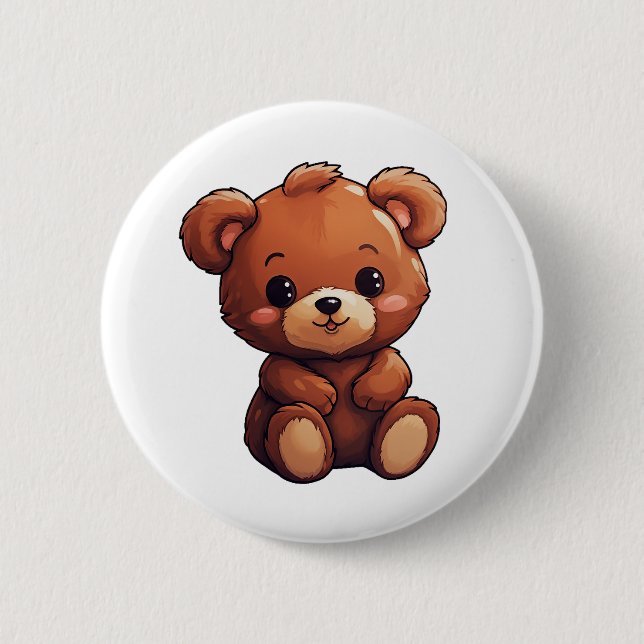Cartoon bear illustration button (Front)