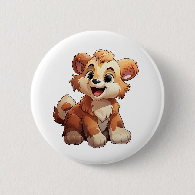 Cartoon bear illustration button (Front)