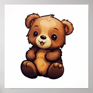 Cartoon bear illustration poster