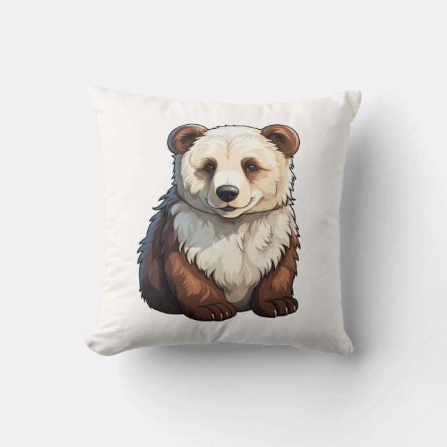 Cartoon bear illustration throw pillow (Front)