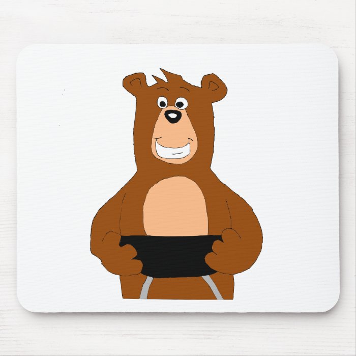 Cartoon Bear With BBQ Grill Mouse Pad