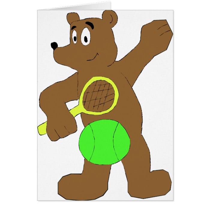 Cartoon Bear With Tennis Racket Cards