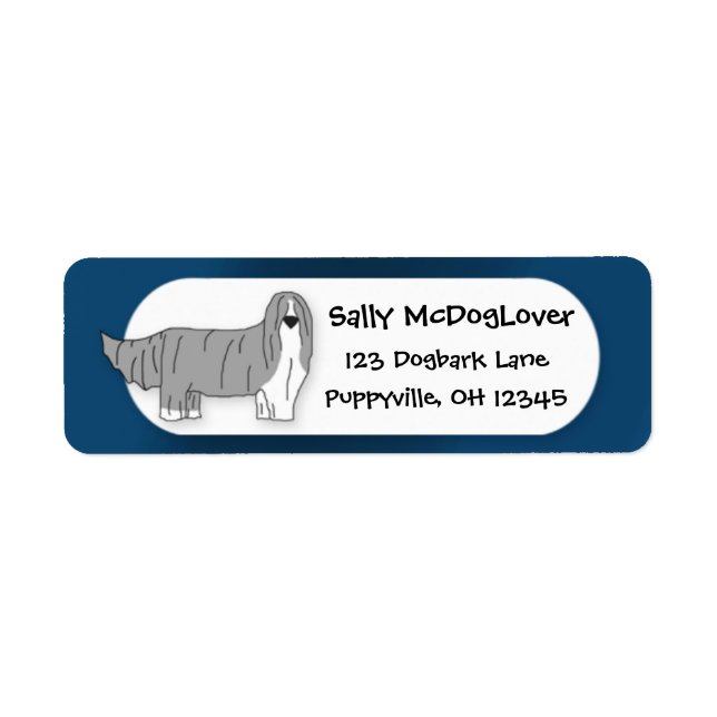 Cartoon Bearded Collie Label (Front)