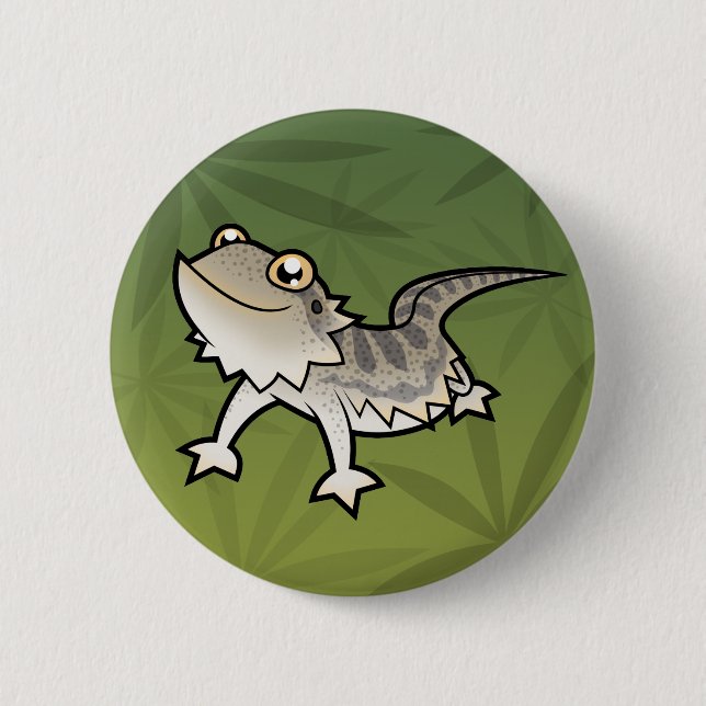 Cartoon Bearded Dragon / Rankin Dragon Button (Front)