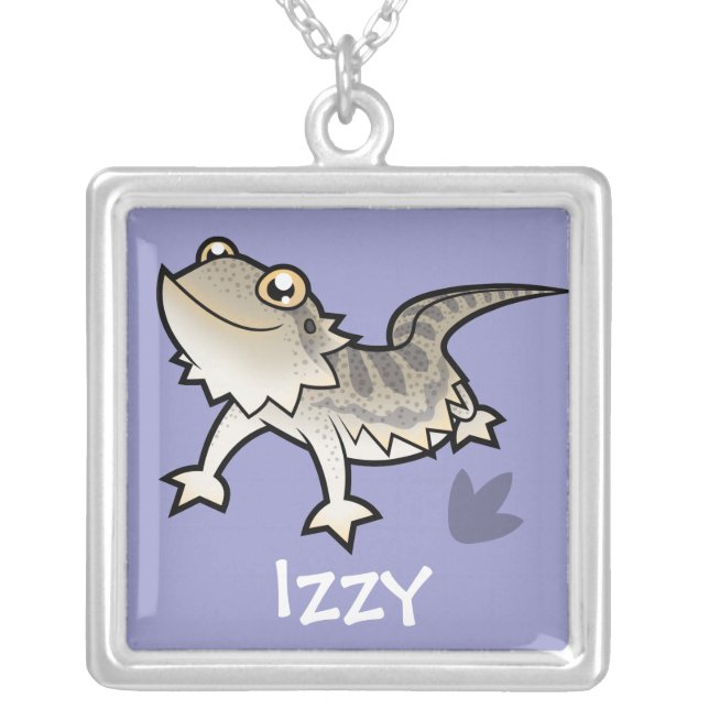 Cartoon Bearded Dragon / Rankin Dragon Silver Plated Necklace (Front)