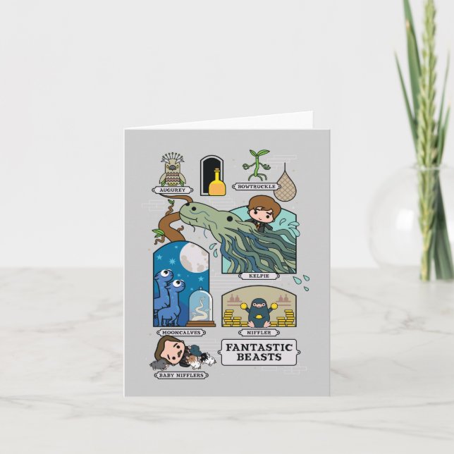 Cartoon Beasts In Habitats Card (Front)