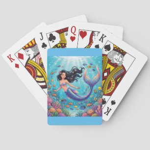 Cartoon Beautiful Mermaid under the Sea Poker Cards