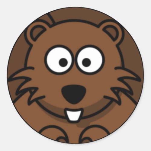 Cartoon Beaver Face Classic Round Sticker