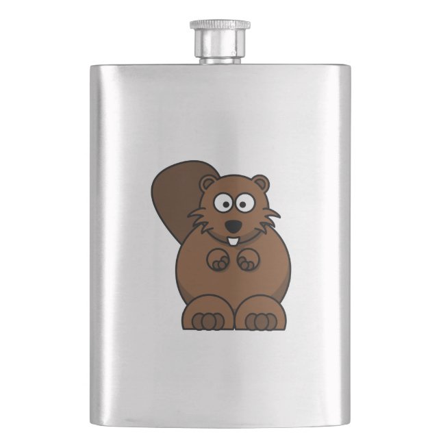 Cartoon Beaver Flask (Front)