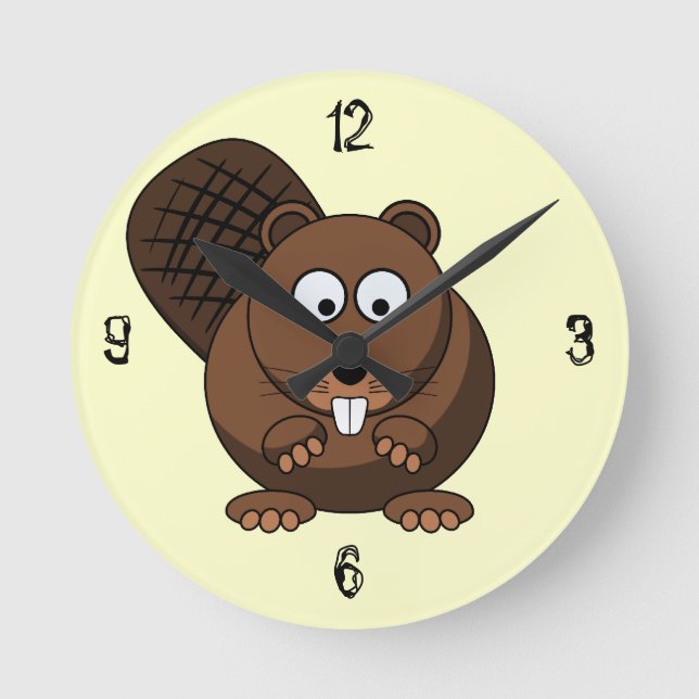 Cartoon Beaver Wall Clock (Front)