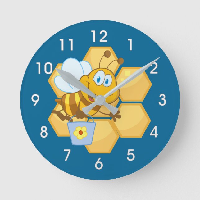 Cartoon Bee and Honey Comb Clock (Front)